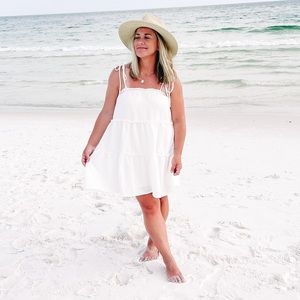 Carly Jean LA Dress, white, with adjustable ties